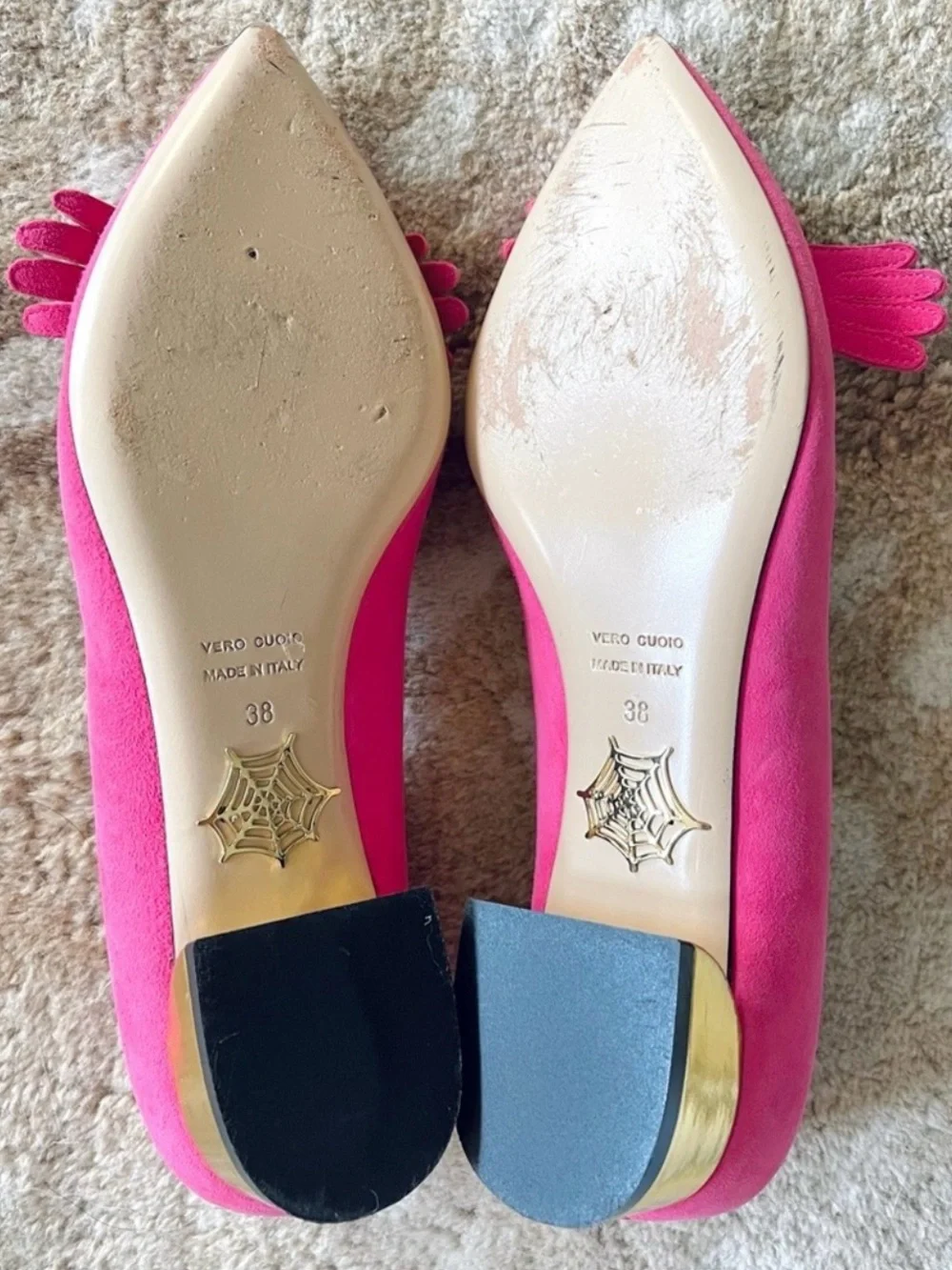 Charlotte Olympia Lady Like Point Toe Shoes Pink Suede Size 38